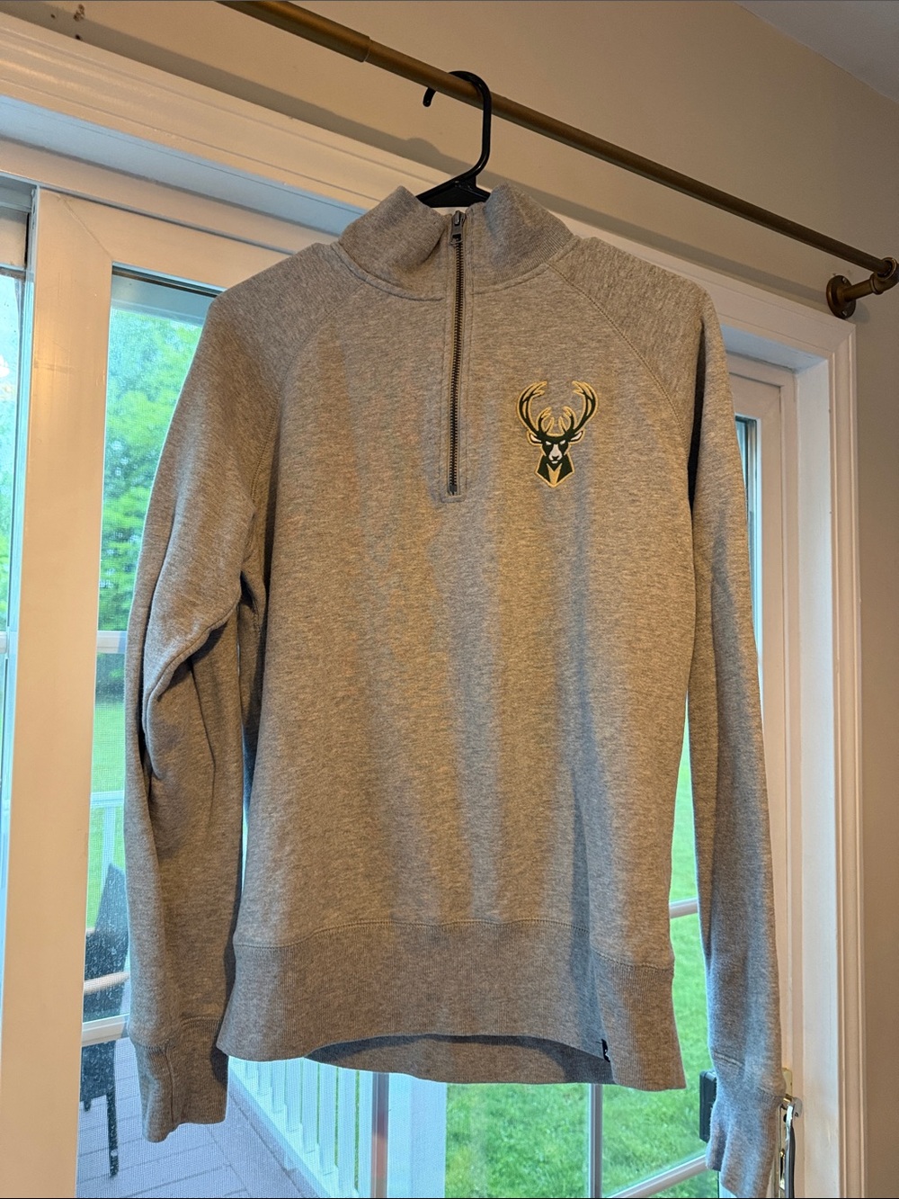Milwaukee Bucks Men's Gray Half-Zip Sweater